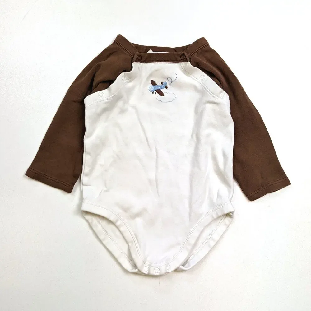 Janie and Jack Onesie Baby Boys Sz 6-12m Raglan Airplane Long Sleeve 2010